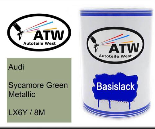 Audi, Sycamore Green Metallic, LX6Y / 8M: 500ml Lackdose, von ATW Autoteile West.